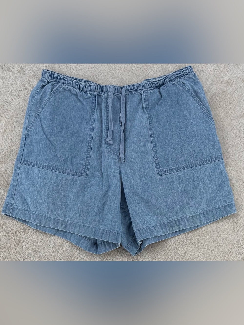 L.L.Bean Women’s Blue Drawstring Shorts Classic Fit 100% Cotton Size Medium